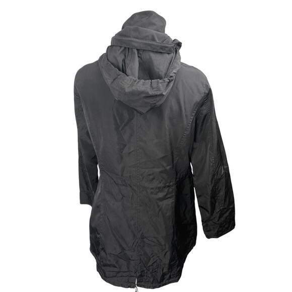 Michael Kors Women's Black Full Zip Drawstring Hoodie Hooded Rain Coat Jacket S - Picture 3 of 7